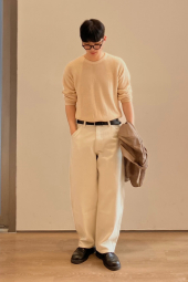 В'язаний светр UNIQLO з бавовни 1160842527 (Бежевий 3XL)