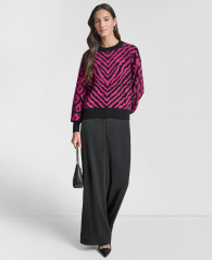 Жіночий светр DKNY з візерунком 1161283916 (Чорний/Рожевий XL)
