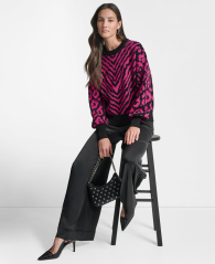 Жіночий светр DKNY з візерунком 1161283916 (Чорний/Рожевий XL)