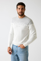 Мужской двухцветный свитер GUESS 1161337643 (Белый/Серый XXL)