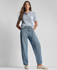 Женский вязаный свитер-поло DKNY с короткими рукавами 1161628726 (Голубой M)