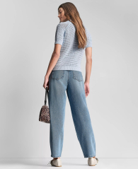 Женский вязаный свитер-поло DKNY с короткими рукавами 1161628726 (Голубой M)