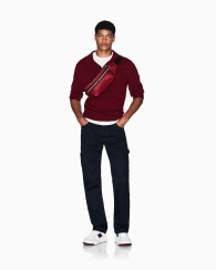 Мужской свитер-поло Armani Exchange из шерстяной смеси 1162186188 (Бордовый XXL)