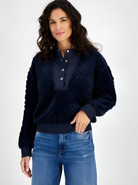 Жіночий світшот Tommy Hilfiger із шерпи 1159838238 (Синій S)
