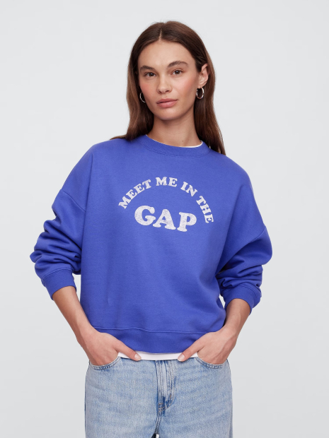 Свитшот женский на флисе GAP с логотипом 1159842251 (Синий L)