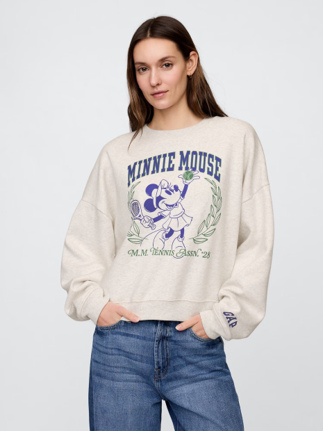 Свитшот женский на флисе GAP с принтом Disney Minnie Mouse 1159843329 (Серый XL)