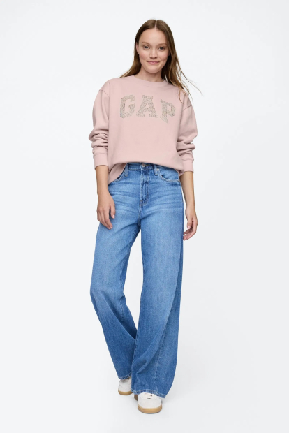 Свитшот женский со стразами GAP на флисе 1159845788 (Розовый M)