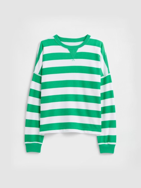 Женский оверсайз свитшот GAP 1159850795 (Белый/Зеленый M)