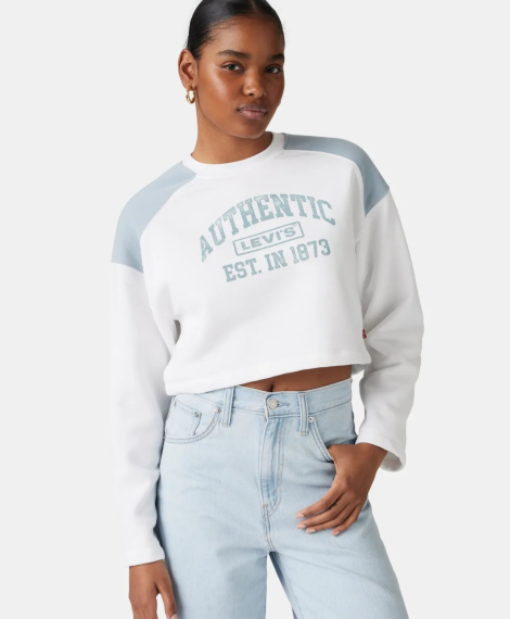 Жіночий укорочений світшот на флісі Levi's 1159851661 (Білий/Блакитний M)