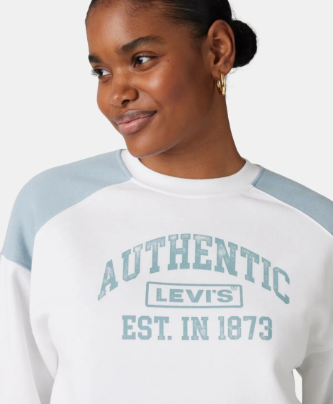 Жіночий укорочений світшот на флісі Levi's 1159851661 (Білий/Блакитний M)