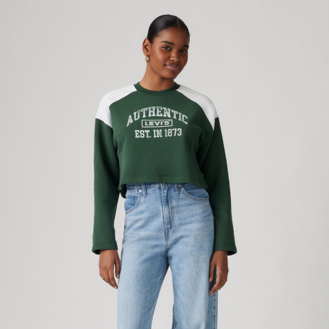 Женский укороченный свитшот на флисе Levi's 1159852367 (Белый/Зеленый XL)