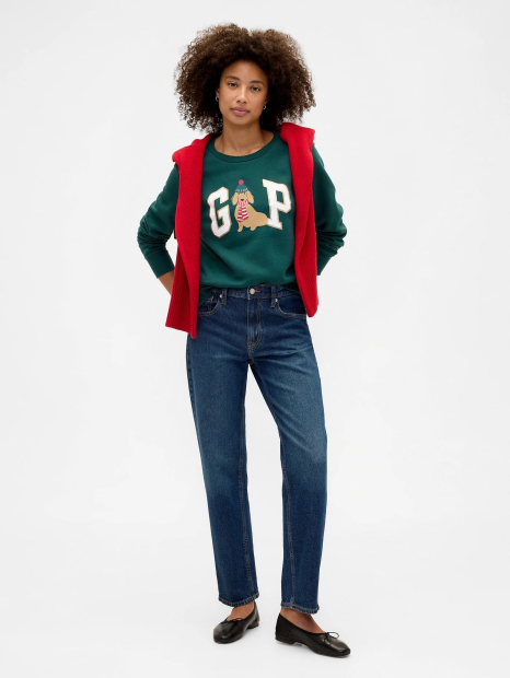 Свитшот женский на флисе GAP с логотипом 1159854436 (Зеленый L)