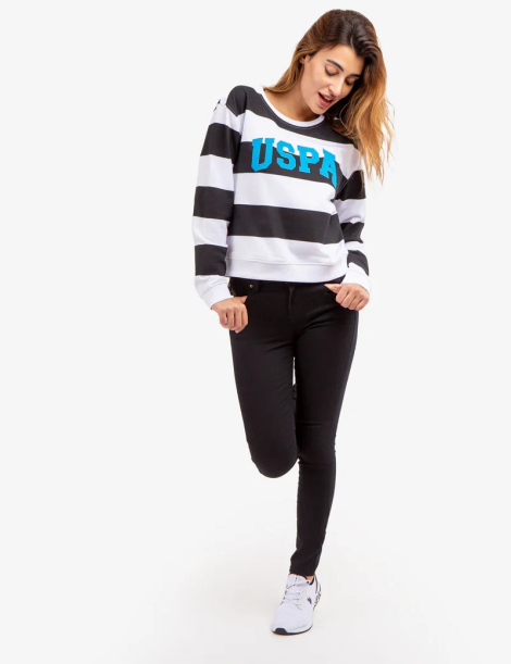 Укорочений жіночий світшот US Polo Assn з логотипом 1159854647 (Чорний/Білий XL)