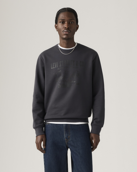 Чоловічий світшот на флісі Levi's з принтом 1159858643 (Чорний M)