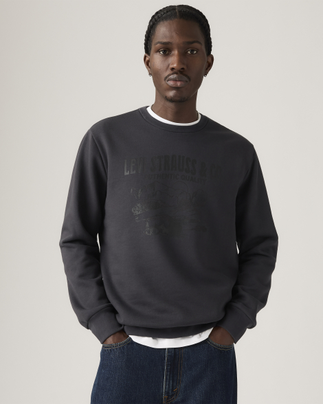 Чоловічий світшот на флісі Levi's з принтом 1159858643 (Чорний M)