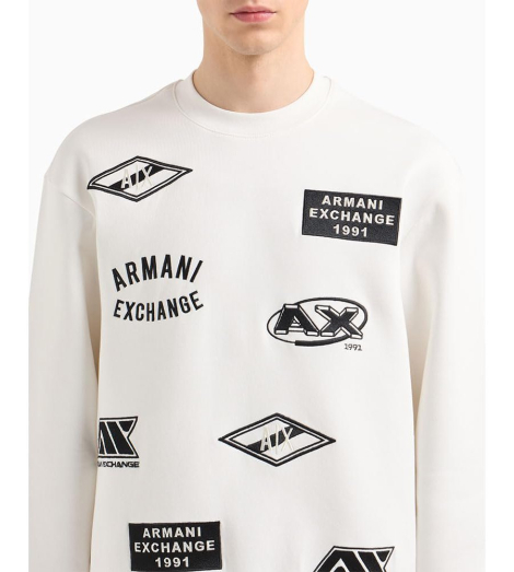 Чоловічий світшот Armani Exchange з вишивкою 1159858797 (Білий XXL)