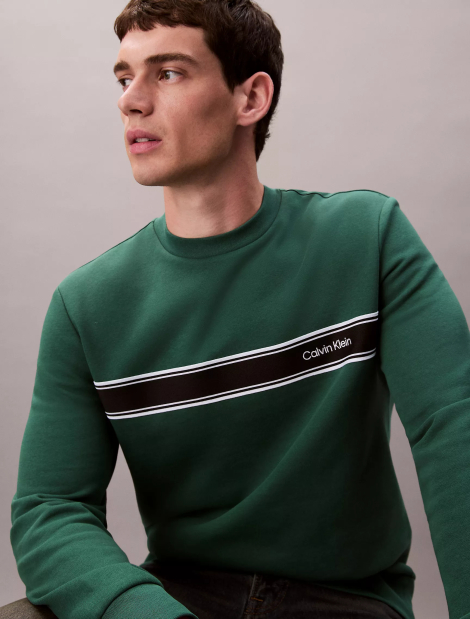 Мужской свитшот Calvin Klein с логотипом на флисе 1159865604 (Зеленый XXL)