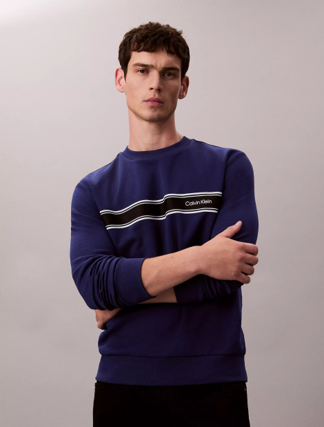 Мужской свитшот Calvin Klein с логотипом на флисе 1159865605 (Синий XXL)