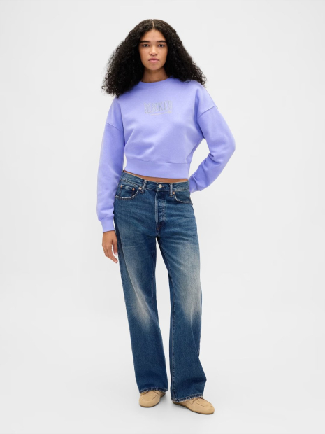 Укорочений світшот на флісі GAP Wicked зі стразами 1160275214 (Фіолетовий M)
