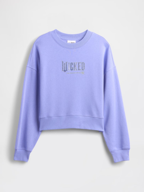Укорочений світшот на флісі GAP Wicked зі стразами 1160275214 (Фіолетовий M)