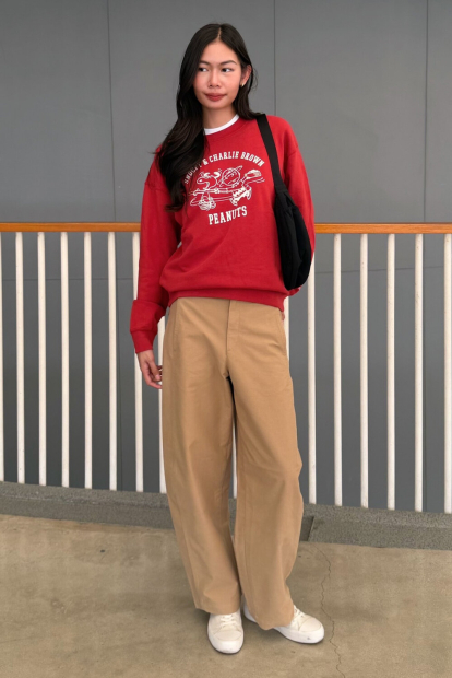 Свитшот UNIQLO с принтом Peanuts 1160358734 (Красный XL)