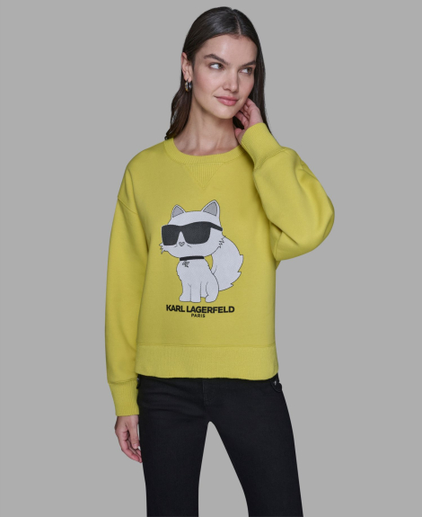 Жіночий світшот Karl Lagerfeld Paris на флісі 1160712992 (Жовтий M)