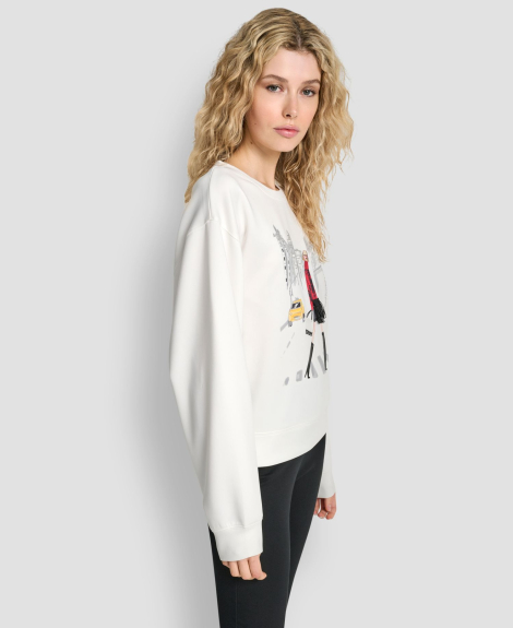 Женский свитшот DKNY с принтом и стразами 1160832132 (Молочный XL)