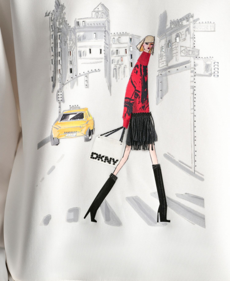 Женский свитшот DKNY с принтом и стразами 1160832132 (Молочный XL)