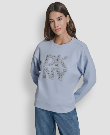 Жіночий світшот DKNY з декором 1160905649 (Блакитний XL)