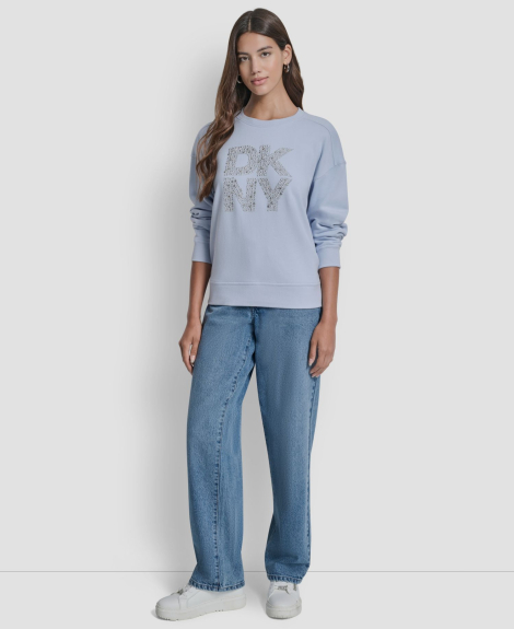 Жіночий світшот DKNY з декором 1160905649 (Блакитний XL)