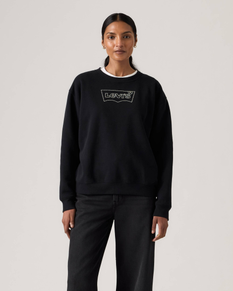 Свитшот женский на флисе Levi's со стразами 1160931114 (Черный XS)