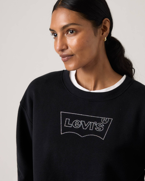 Свитшот женский на флисе Levi's со стразами 1160931114 (Черный XS)
