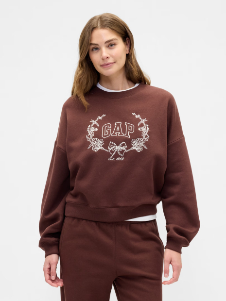 Свитшот женский на флисе GAP с логотипом 1162239514 (Коричневый XL)