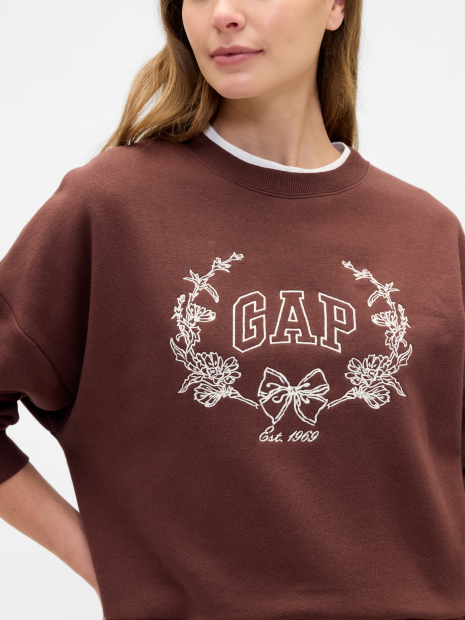 Свитшот женский на флисе GAP с логотипом 1162239514 (Коричневый XL)