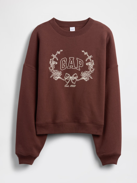 Свитшот женский на флисе GAP с логотипом 1162239514 (Коричневый XL)