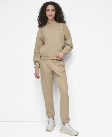 Женский свитшот на флисе DKNY с логотипом 1162688281 (Бежевый M)