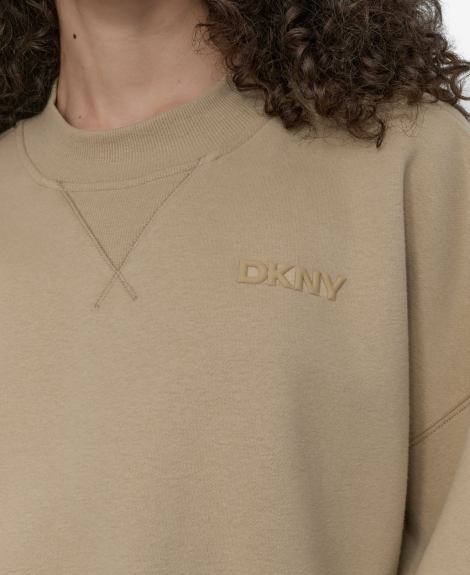 Женский свитшот на флисе DKNY с логотипом 1162688281 (Бежевый M)