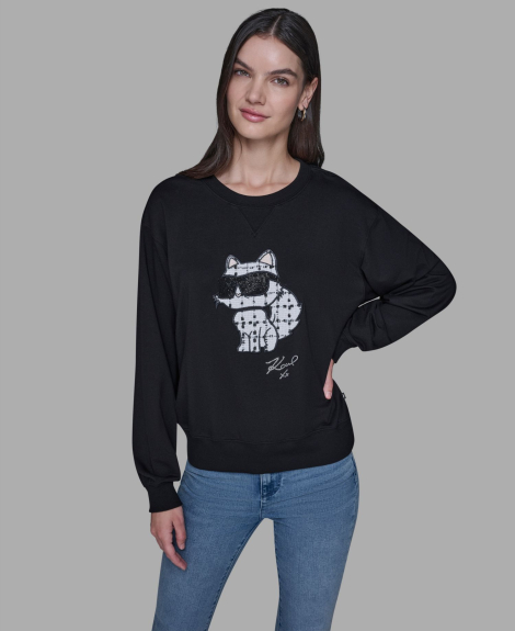 Жіночий світшот Karl Lagerfeld Paris з аплікацією 1162726196 (Чорний XL)