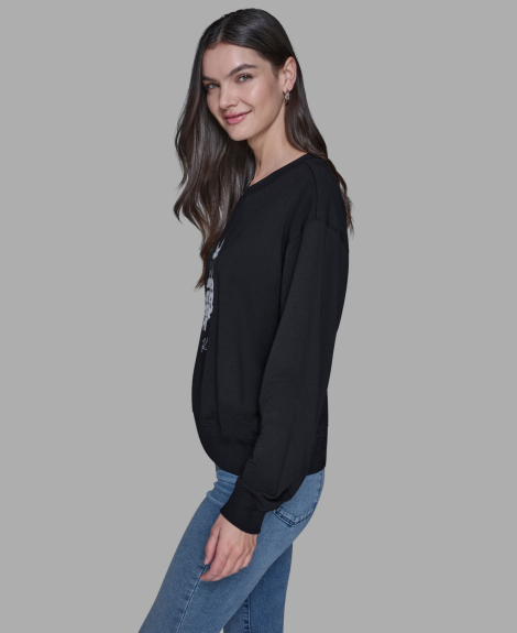 Жіночий світшот Karl Lagerfeld Paris з аплікацією 1162726196 (Чорний XL)