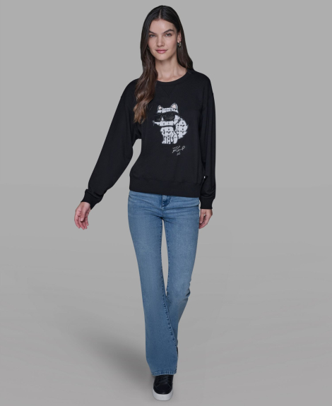 Жіночий світшот Karl Lagerfeld Paris з аплікацією 1162726196 (Чорний XL)