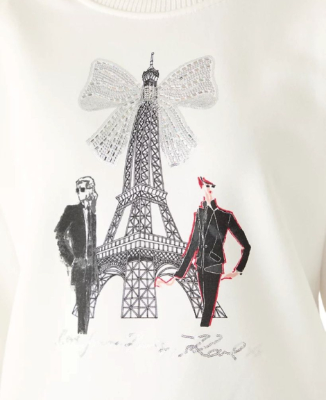 Женский свитшот на флисе Karl Lagerfeld Paris со стразами и мини-пайетками 1162877571 (Молочный XXL)