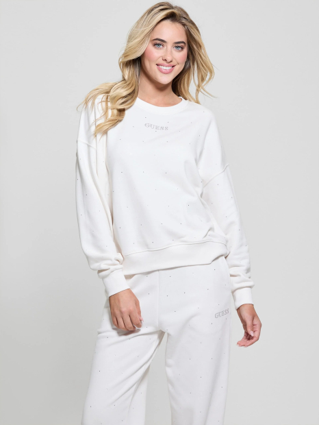 Жіночий світшот Guess зі стразами 1163362977 (Молочний S)