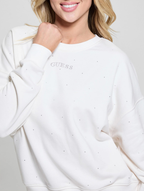 Жіночий світшот Guess зі стразами 1163362977 (Молочний S)