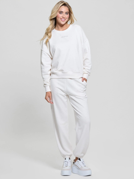 Жіночий світшот Guess зі стразами 1163362977 (Молочний S)