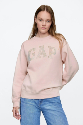 Свитшот женский со стразами GAP на флисе 1159845788 (Розовый M)