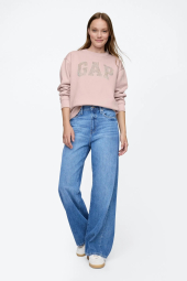 Свитшот женский со стразами GAP на флисе 1159845788 (Розовый M)