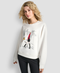 Женский свитшот DKNY с принтом и стразами 1160832132 (Молочный XL)