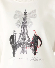 Женский свитшот на флисе Karl Lagerfeld Paris со стразами и мини-пайетками 1162877571 (Молочный XXL)