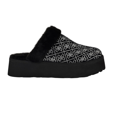 Женские бархатные тапочки на меху Guess со стразами 37,5 (7 US) 25 см Черный 1159851012