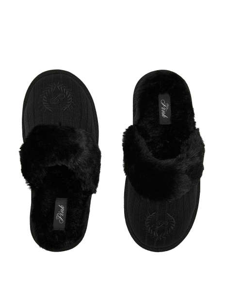 Тапочки из искусственного меха Victoria's Secret Pink 36-37 (5-6 US) 24 см Черный 1159860715